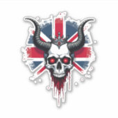 British Skull England UK Flag Premium T-Shirt (1) Sticker (Voorkant)