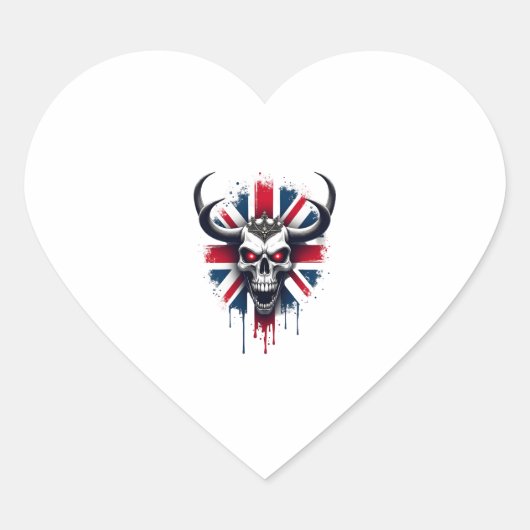 British Skull England UK Flag Premium T-Shirt (2) Hart Sticker (Voorkant)
