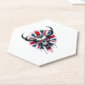 British Skull England UK Flag Premium T-Shirt (2) Kartonnen Onderzetters (Schuin)
