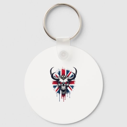 British Skull England UK Flag Premium T-Shirt (2) Sleutelhanger (Voorkant)