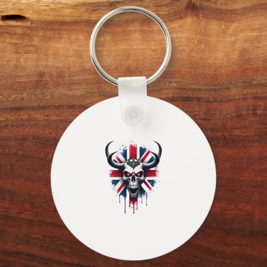 British Skull England UK Flag Premium T-Shirt (2) Sleutelhanger (Voorkant)