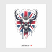 British Skull England UK Flag Premium T-Shirt (2) Sticker (Vel)
