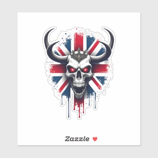 British Skull England UK Flag Premium T-Shirt (2) Sticker (Vel)