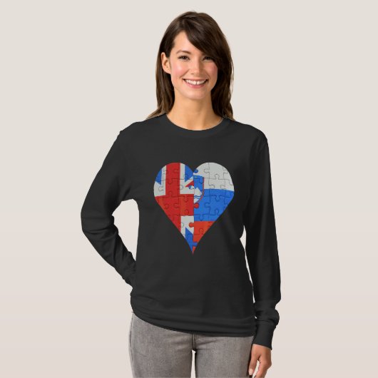 British Slovenian Flag Heart T-shirt (Voorkant volledig)