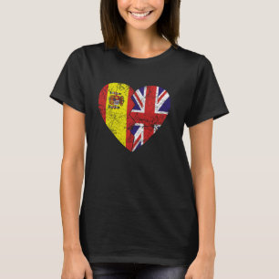 British Spanish Flags Heart Spanje Verenigd Konink T-shirt
