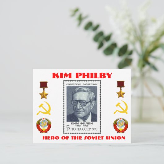 British Spy Kim Philby, Hero van de Sovjet-Unie Briefkaart (Staand voorkant)