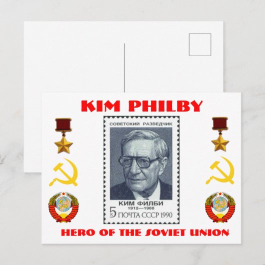 British Spy Kim Philby, Hero van de Sovjet-Unie Briefkaart (Voorkant / Achterkant)
