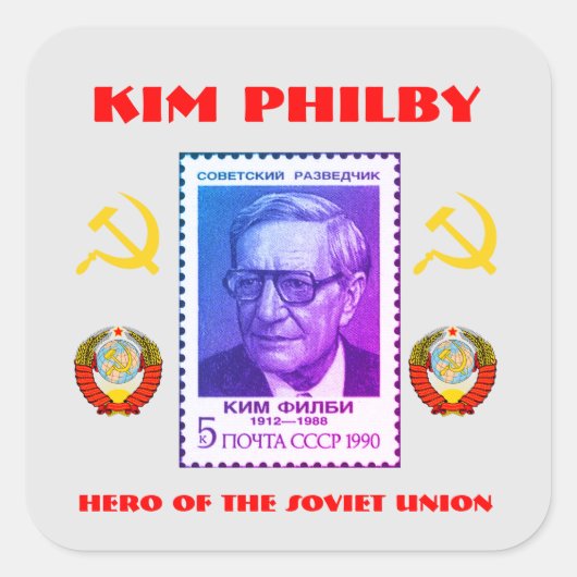 British Spy Kim Philby, Hero van de Sovjet-Unie Vierkante Sticker (Voorkant)