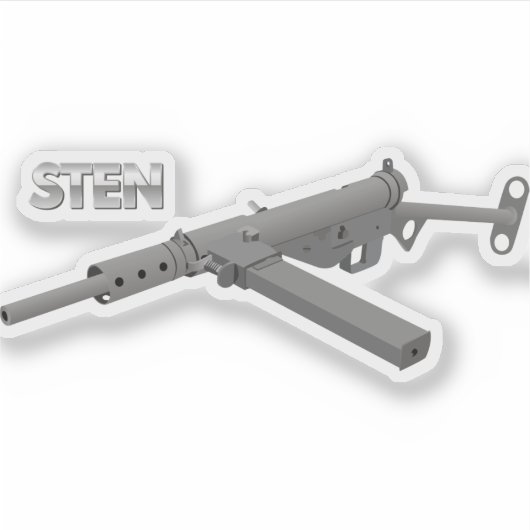 British Sten MKII Submachine Pistool Sticker (Voorkant)