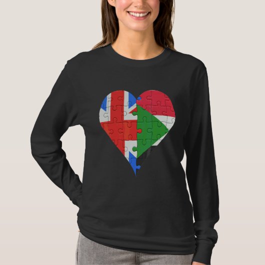 British Sudanese Flag Heart T-shirt (Voorkant)