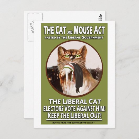  British Suffragette Cat and Mouse Act Briefkaart (Voorkant / Achterkant)