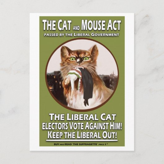  British Suffragette Cat and Mouse Act Briefkaart (Voorkant)