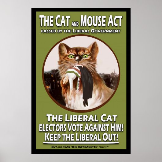 British Suffragette Cat and Mouse Act Poster (Voorkant)