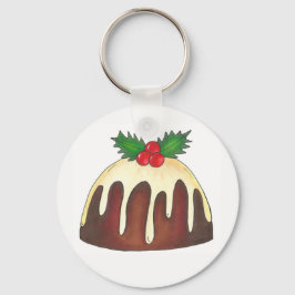 British Sugar Plum Pudding Kerstfeestdag Holly Sleutelhanger