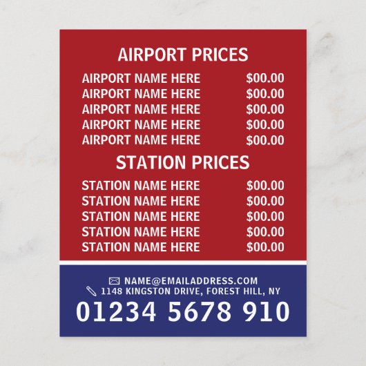 British Taxi Firm Flag with Price List Flyer (Achterkant)