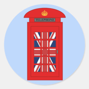 British Telephone Box Ronde Sticker