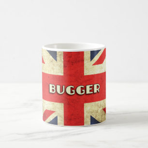 British Text on Union Jack Grunge   Bugger Koffiemok