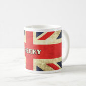 British Text on Union Jack Grunge | Cheeky Koffiemok (Voorkant rechts)