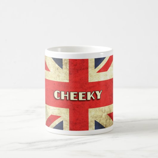 British Text on Union Jack Grunge | Cheeky Koffiemok (Center)