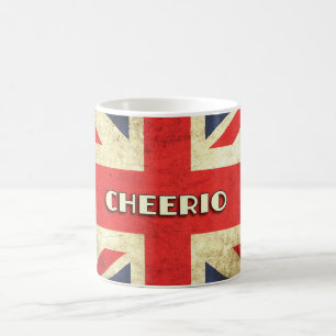 British Text on Union Jack Grunge   Cheerio Koffiemok