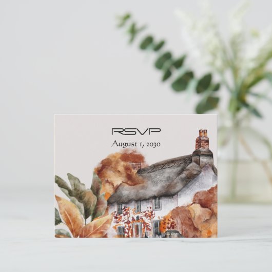 British Thatched Cottage RSVP Briefkaart (Staand voorkant)