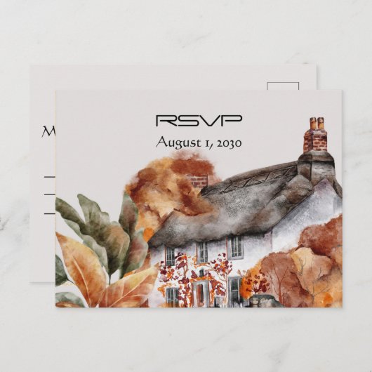 British Thatched Cottage RSVP Briefkaart (Voorkant / Achterkant)