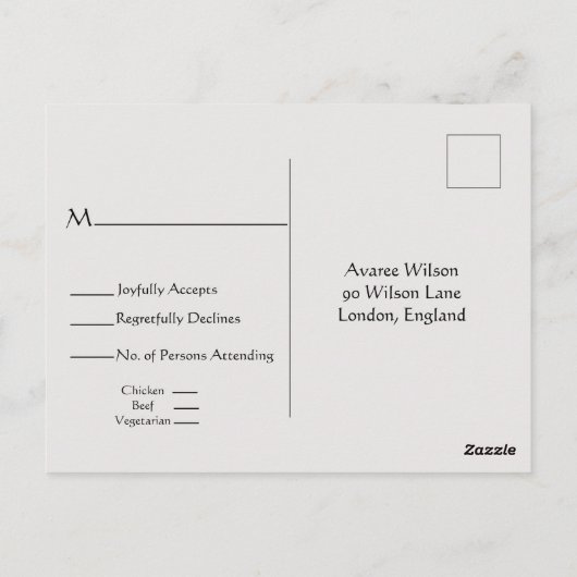 British Thatched Cottage RSVP Briefkaart (Achterkant)