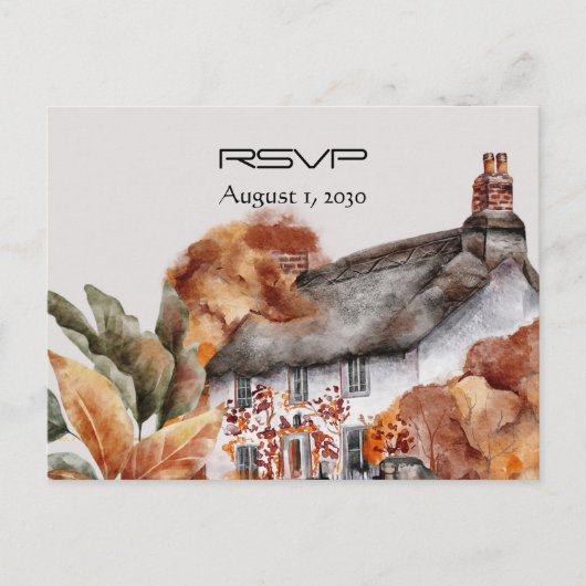 British Thatched Cottage RSVP Briefkaart (Voorkant)