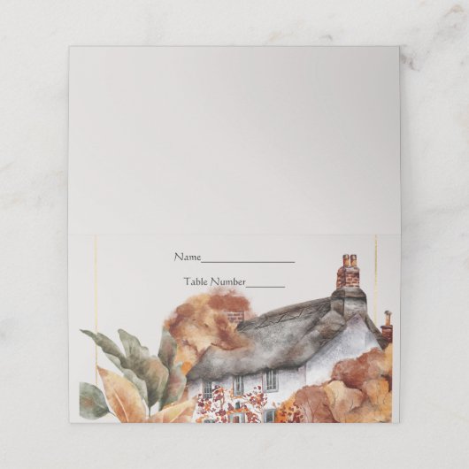 British Thatched Roof Wedding Place Card Plaatskaartje (Buitenkant ongevouwen)