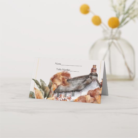 British Thatched Roof Wedding Place Card Plaatskaartje (Voorkant)