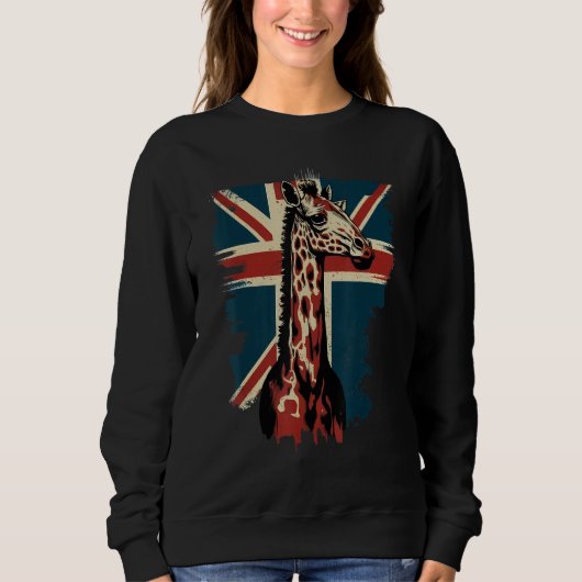 British UK Giraffe on Great Britain Giraffe Trui (Voorkant)