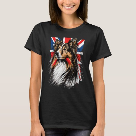 British UK Sheltie on Great Britain Shetland Sheep T-shirt (Voorkant)