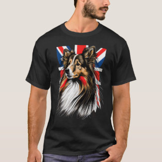British UK Sheltie on Great Britain Shetland Sheep T-shirt