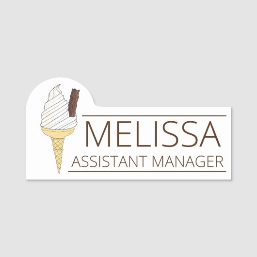 British UK Soft Serve Ice Cream Van Vanilla Cone Naamplaatje (Voorkant)