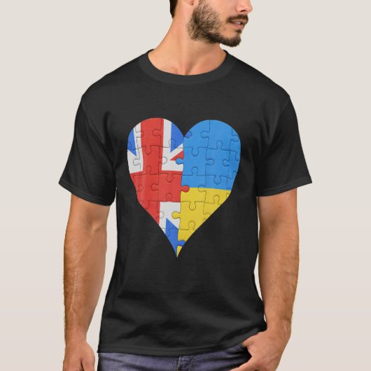 British Ukrainian Flag Heart Great Britain Ukraine T-shirt (Voorkant)