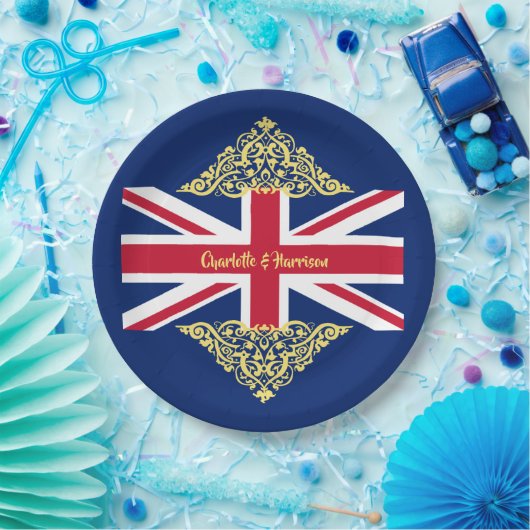 British Union Jack Flag Patriotic Wedding Paper Pl Papieren Bordje (Feest)