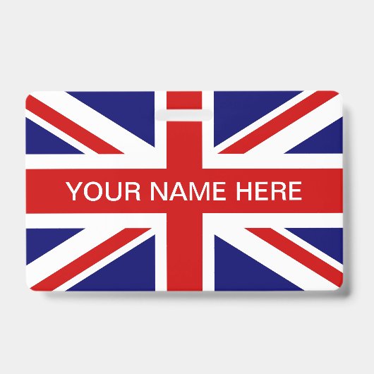 British Union Jack flag personalized name Badge (Voorkant)