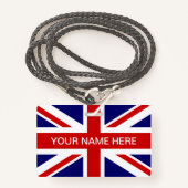 British Union Jack flag personalized name Badge (Voorkant met draagriem)