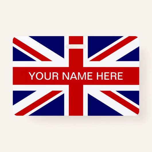 British Union Jack flag personalized name Badge (Voorkant)