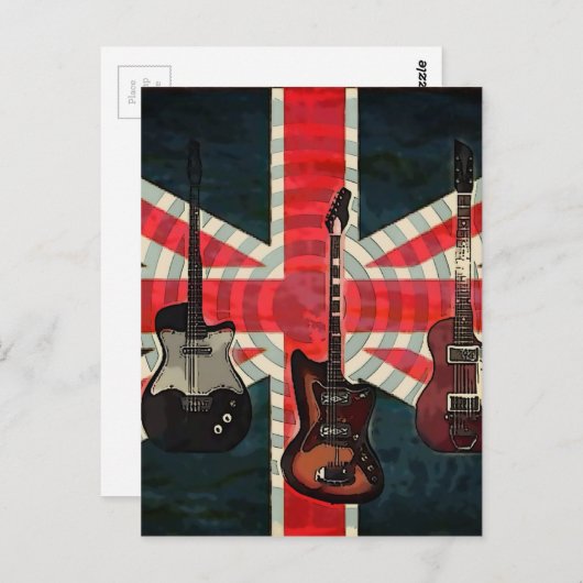 British Union Jack Flag Rock Roll Electric Guitar Briefkaart (Voorkant / Achterkant)
