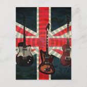 British Union Jack Flag Rock Roll Electric Guitar Briefkaart (Voorkant)