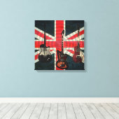 British Union Jack Flag Rock Roll Electric Guitar Canvas Afdruk (Insitu (Houten vloer))