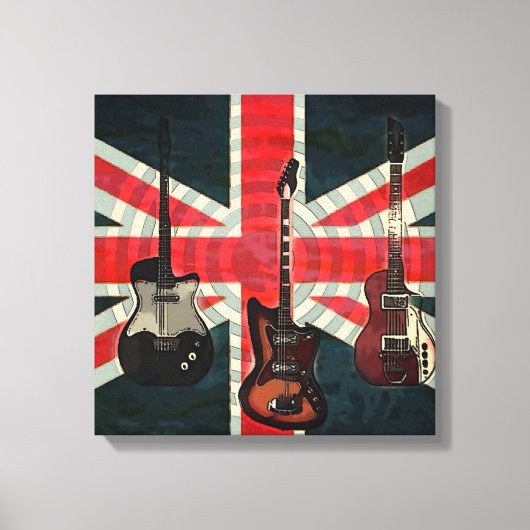 British Union Jack Flag Rock Roll Electric Guitar Canvas Afdruk (Voorkant)