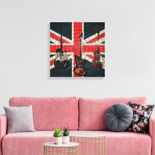 British Union Jack Flag Rock Roll Electric Guitar Canvas Afdruk (Insitu (Woonkamer))