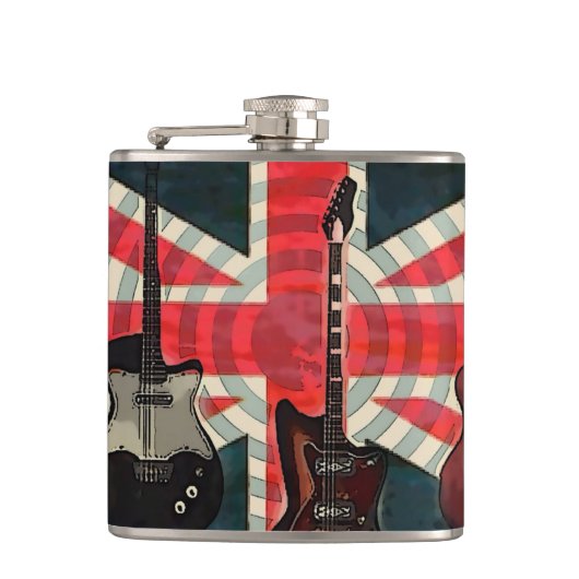 British Union Jack Flag Rock Roll Electric Guitar Heupfles (Voorkant)