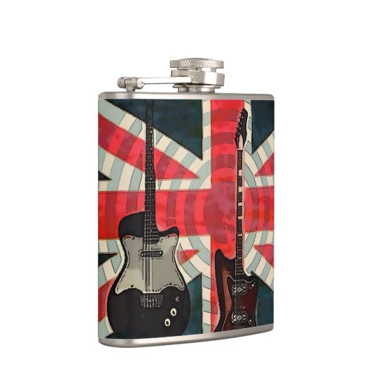 British Union Jack Flag Rock Roll Electric Guitar Heupfles (Rechts)