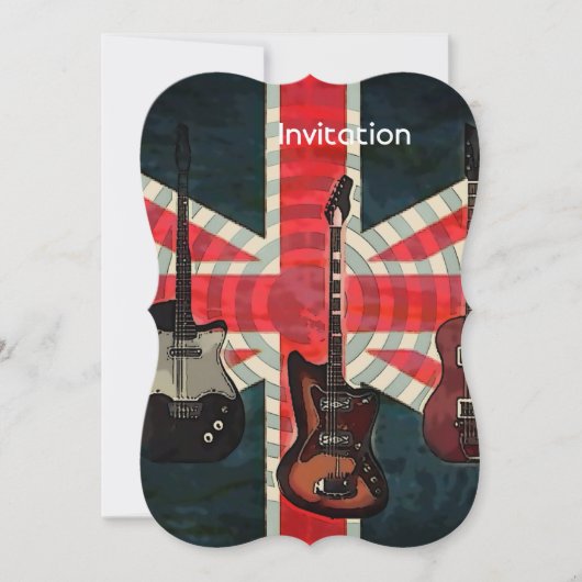 British Union Jack Flag Rock Roll Electric Guitar Kaart (Voorkant)