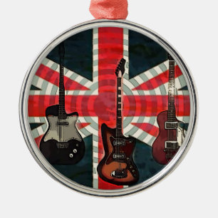 British Union Jack Flag Rock Roll Electric Guitar Metalen Ornament