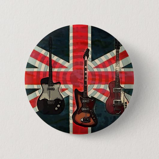 British Union Jack Flag Rock Roll Electric Guitar Ronde Button 5,7 Cm (Voorkant)