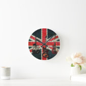 British Union Jack Flag Rock Roll Electric Guitar Ronde Klok (Huis)